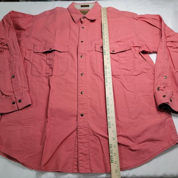Vtg Browning Super Naturals Red Snap Mens XL Heavy Cotton Hunting Shirt Outdoors - Picture 5 of 14